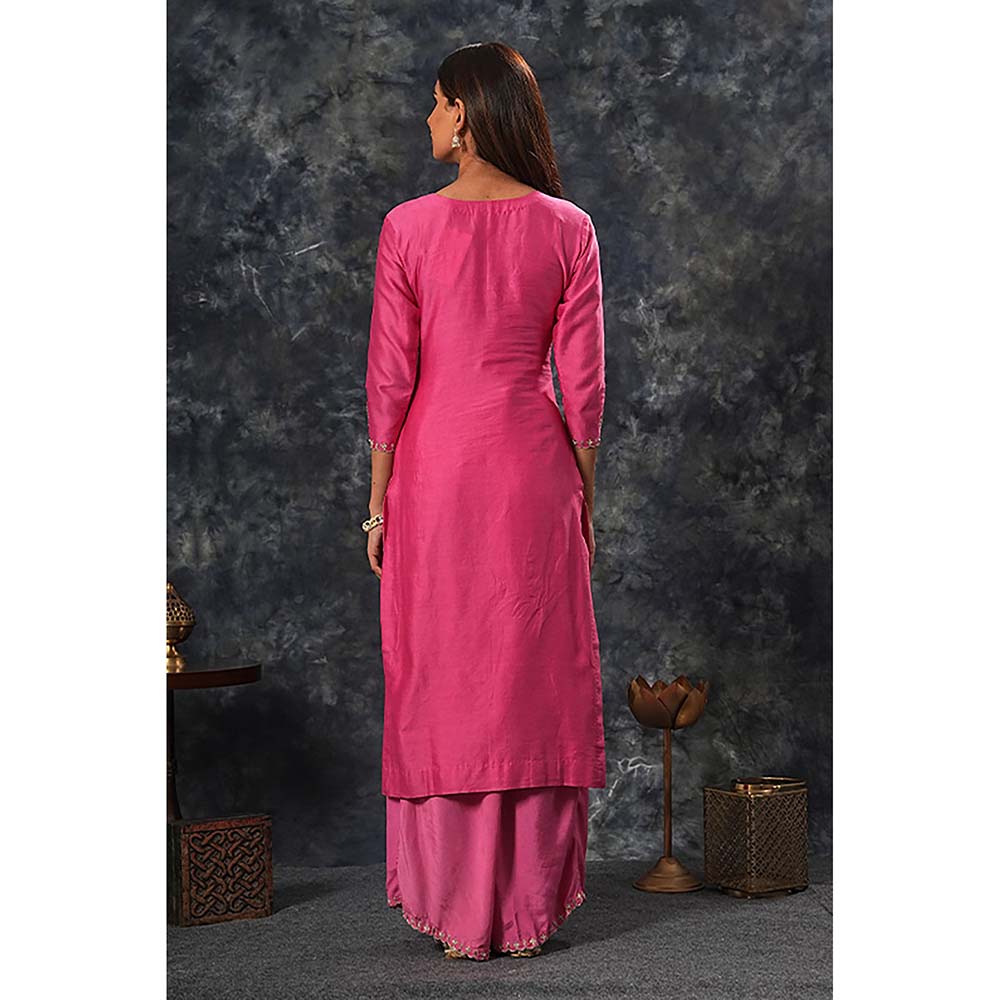 Saatvikei Raj - Hot Pink Kurta with Palazzo and Dupatta (Set of 3)