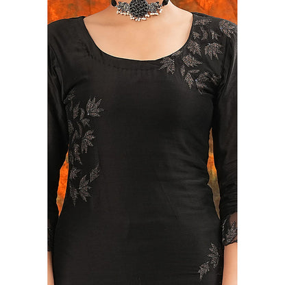 Saatvikei Rajdulari - Black Kurta with Palazzo and Dupatta (Set of 3)