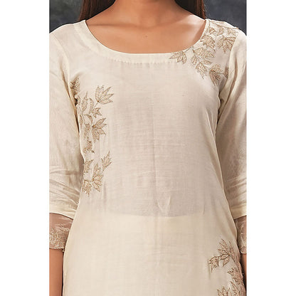 Saatvikei Rajdulari - Ivory Kurta with Palazzo and Dupatta (Set of 3)