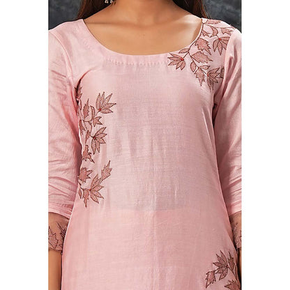 Saatvikei Rajdulari - Nude Pink Kurta with Palazzo and Dupatta (Set of 3)