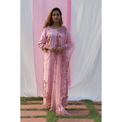 Saatvikei Rajdulari - Pink Kurta with Palazzo and Dupatta (Set of 3)