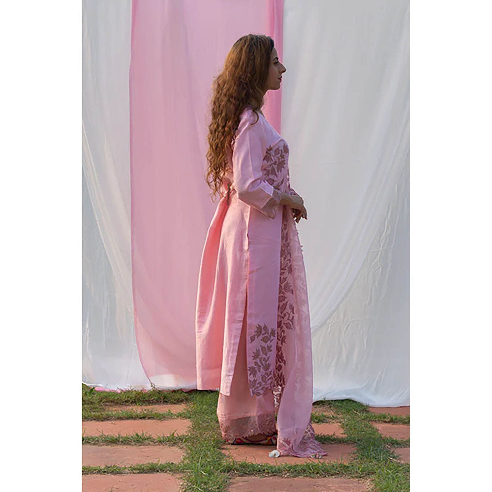 Saatvikei Rajdulari - Pink Kurta with Palazzo and Dupatta (Set of 3)