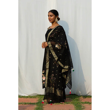 Saatvikei Rajkumari - Black Kurta with Palazzo and Dupatta (Set of 3)