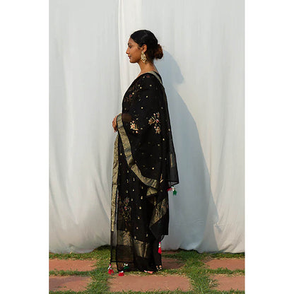 Saatvikei Rajkumari - Black Kurta with Palazzo and Dupatta (Set of 3)