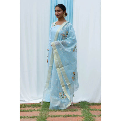 Saatvikei Rajkumari - Light Blue Kurta with Palazzo and Dupatta (Set of 3)