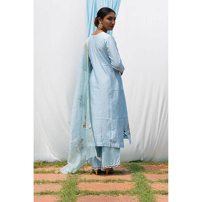 Saatvikei Rajkumari - Light Blue Kurta with Palazzo and Dupatta (Set of 3)