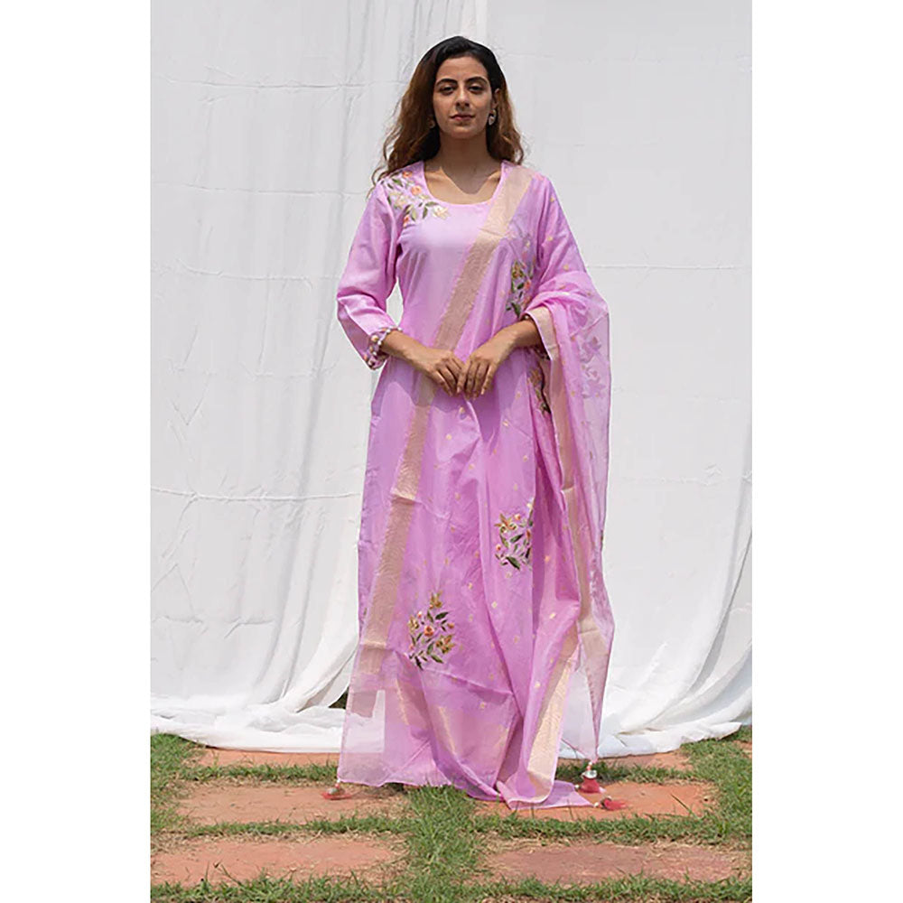 Saatvikei Rajkumari - Mauve Kurta with Palazzo and Dupatta (Set of 3)