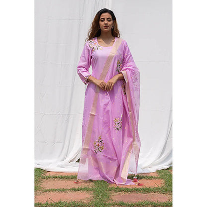 Saatvikei Rajkumari - Mauve Kurta with Palazzo and Dupatta (Set of 3)