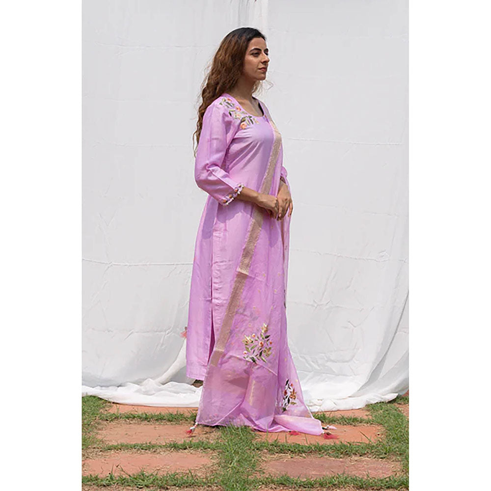 Saatvikei Rajkumari - Mauve Kurta with Palazzo and Dupatta (Set of 3)