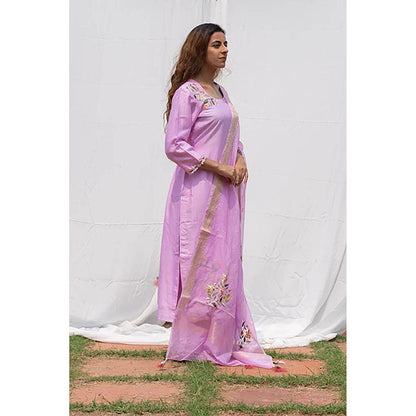 Saatvikei Rajkumari - Mauve Kurta with Palazzo and Dupatta (Set of 3)