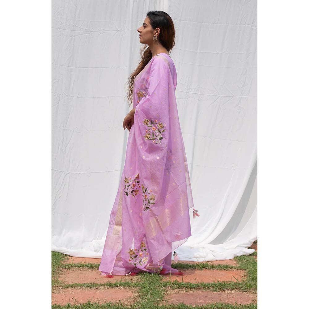 Saatvikei Rajkumari - Mauve Kurta with Palazzo and Dupatta (Set of 3)