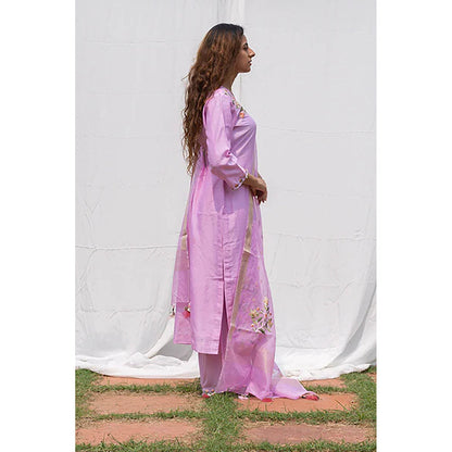 Saatvikei Rajkumari - Mauve Kurta with Palazzo and Dupatta (Set of 3)