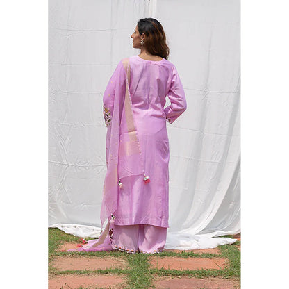Saatvikei Rajkumari - Mauve Kurta with Palazzo and Dupatta (Set of 3)