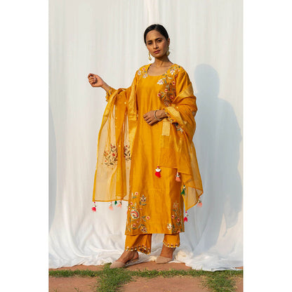 Saatvikei Rajkumari - Yellow Kurta with Palazzo and Dupatta (Set of 3)
