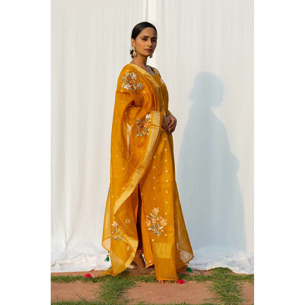 Saatvikei Rajkumari - Yellow Kurta with Palazzo and Dupatta (Set of 3)