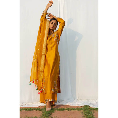 Saatvikei Rajkumari - Yellow Kurta with Palazzo and Dupatta (Set of 3)