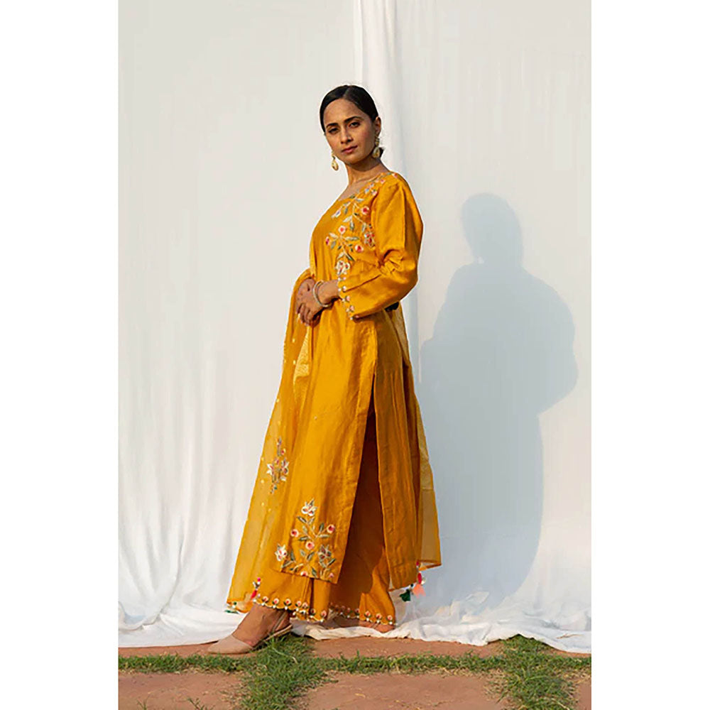 Saatvikei Rajkumari - Yellow Kurta with Palazzo and Dupatta (Set of 3)