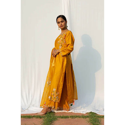 Saatvikei Rajkumari - Yellow Kurta with Palazzo and Dupatta (Set of 3)