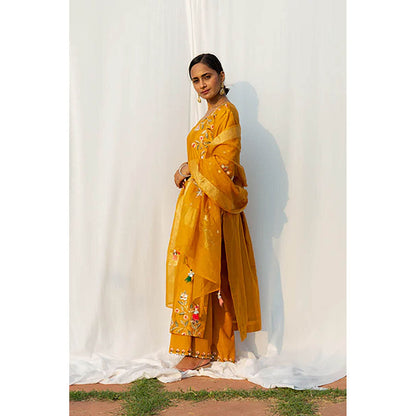 Saatvikei Rajkumari - Yellow Kurta with Palazzo and Dupatta (Set of 3)
