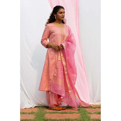 Saatvikei Rajnandini - Pink Kurta with Palazzo and Dupatta (Set of 3)