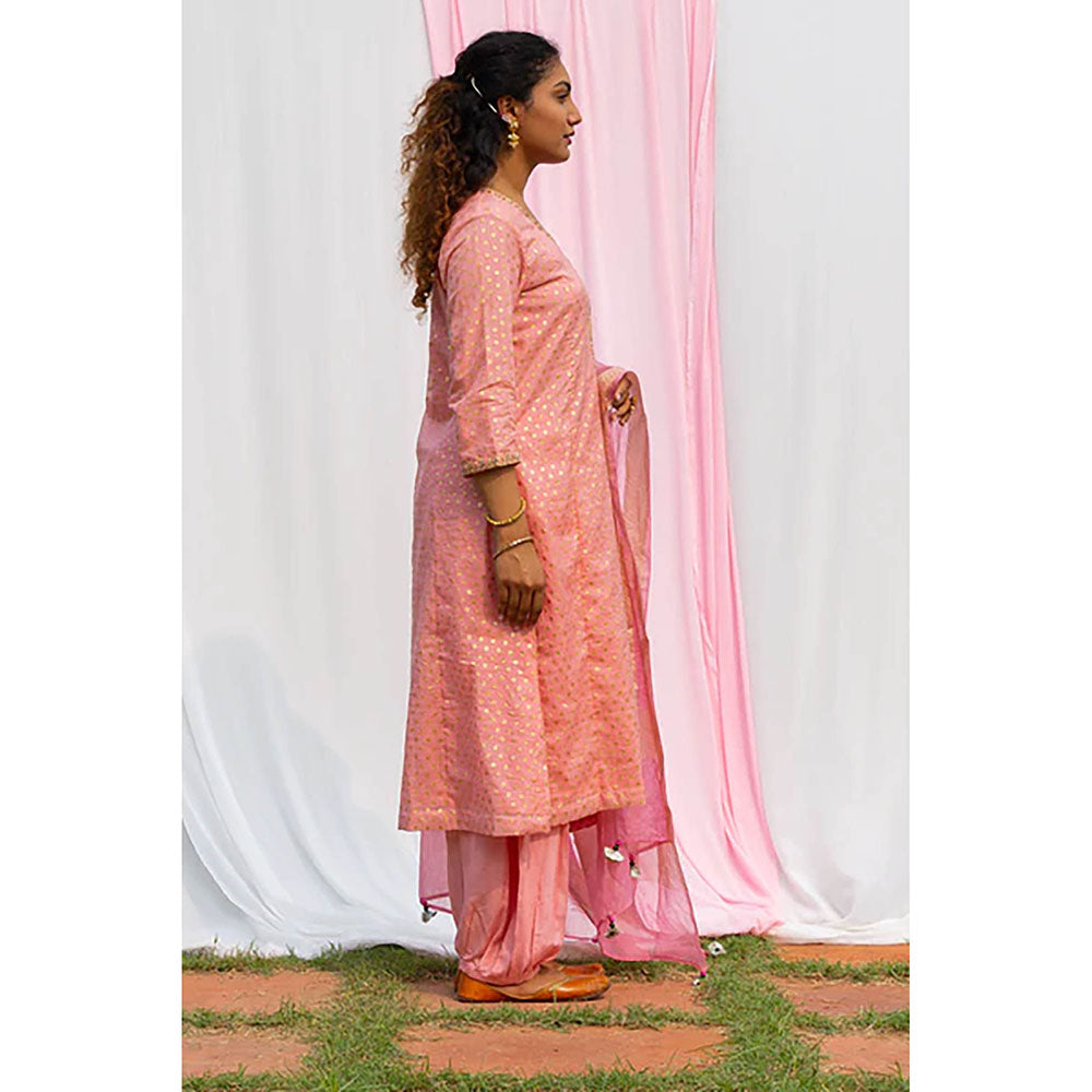 Saatvikei Rajnandini - Pink Kurta with Palazzo and Dupatta (Set of 3)
