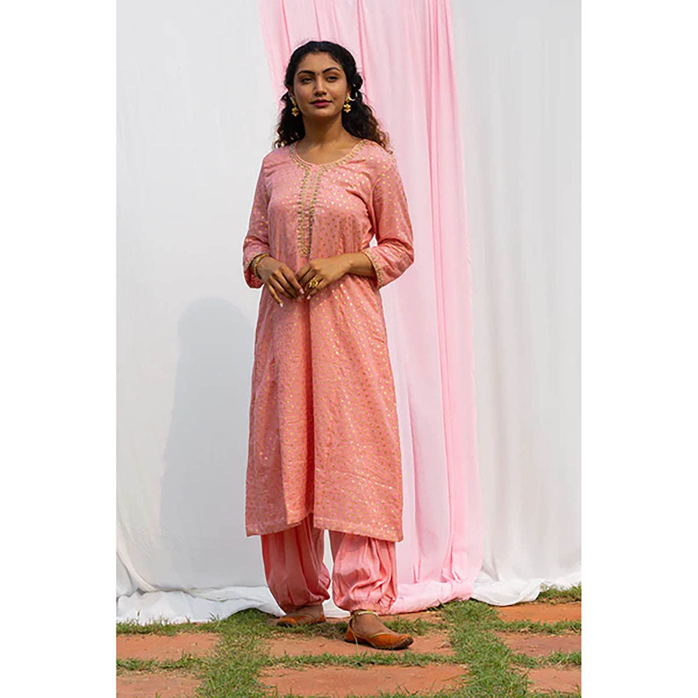 Saatvikei Rajnandini - Pink Kurta with Palazzo and Dupatta (Set of 3)