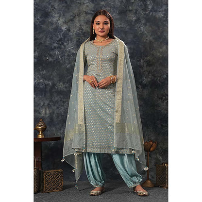 Saatvikei Rajnandini - Powder Blue Kurta with Palazzo and Dupatta (Set of 3)
