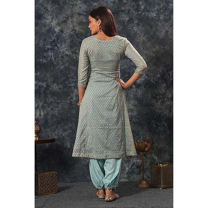 Saatvikei Rajnandini - Powder Blue Kurta with Palazzo and Dupatta (Set of 3)
