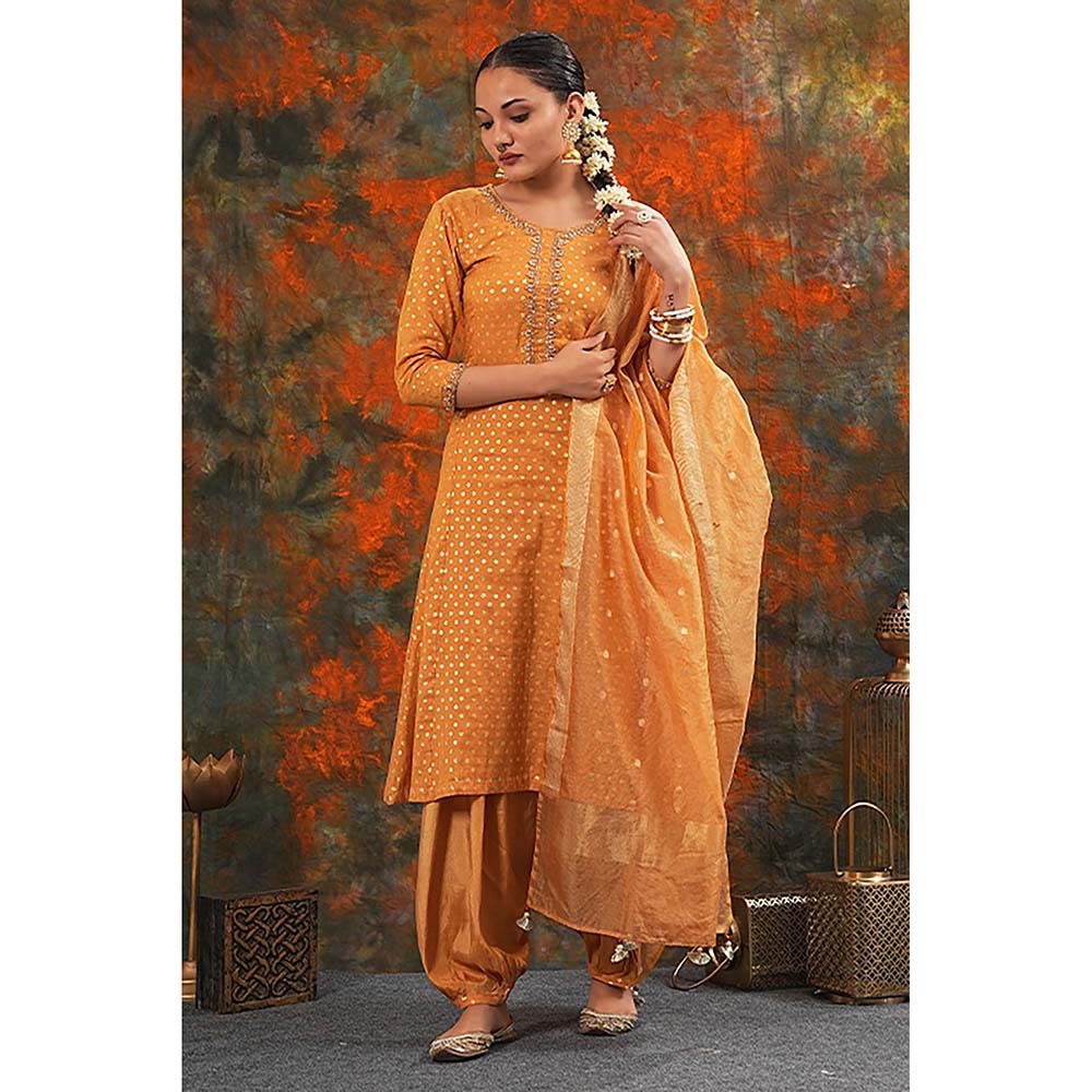 Saatvikei Rajnandini - Yellow Kurta with Palazzo and Dupatta (Set of 3)