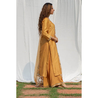 Saatvikei Rajshree - Yellow Kurta with Palazzo and Dupatta (Set of 3)