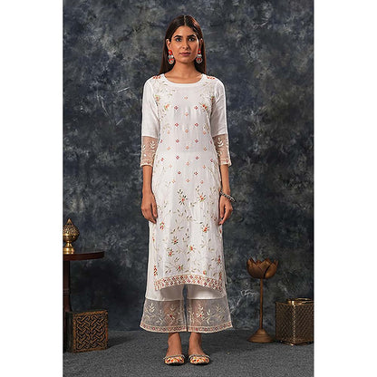 Saatvikei Rukmani - Ivory Kurta with Palazzo and Dupatta (Set of 3)