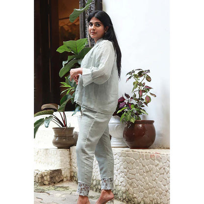 Saatvikei Saral - Plain Co-Ord - Sage Green (Set of 2)