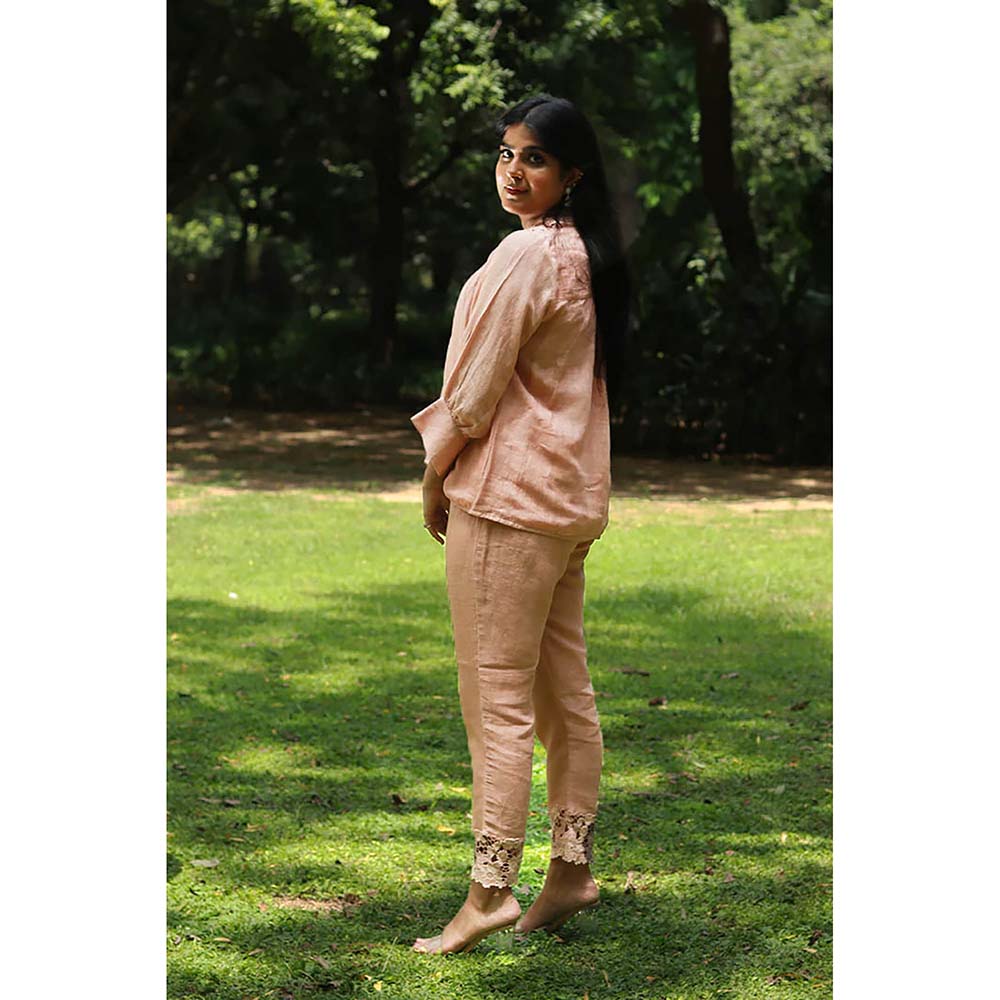 Saatvikei Saral - Plain Co-Ord - Salmon Pink (Set of 2)