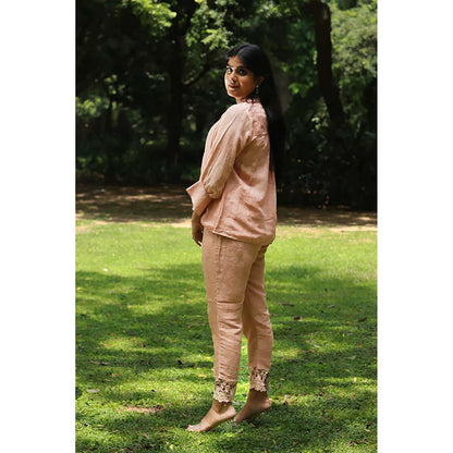 Saatvikei Saral - Plain Co-Ord - Salmon Pink (Set of 2)