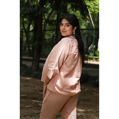 Saatvikei Saral - Plain Co-Ord - Salmon Pink (Set of 2)