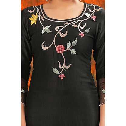 Saatvikei Sarla - Black Kurta with Palazzo and Dupatta (Set of 3)