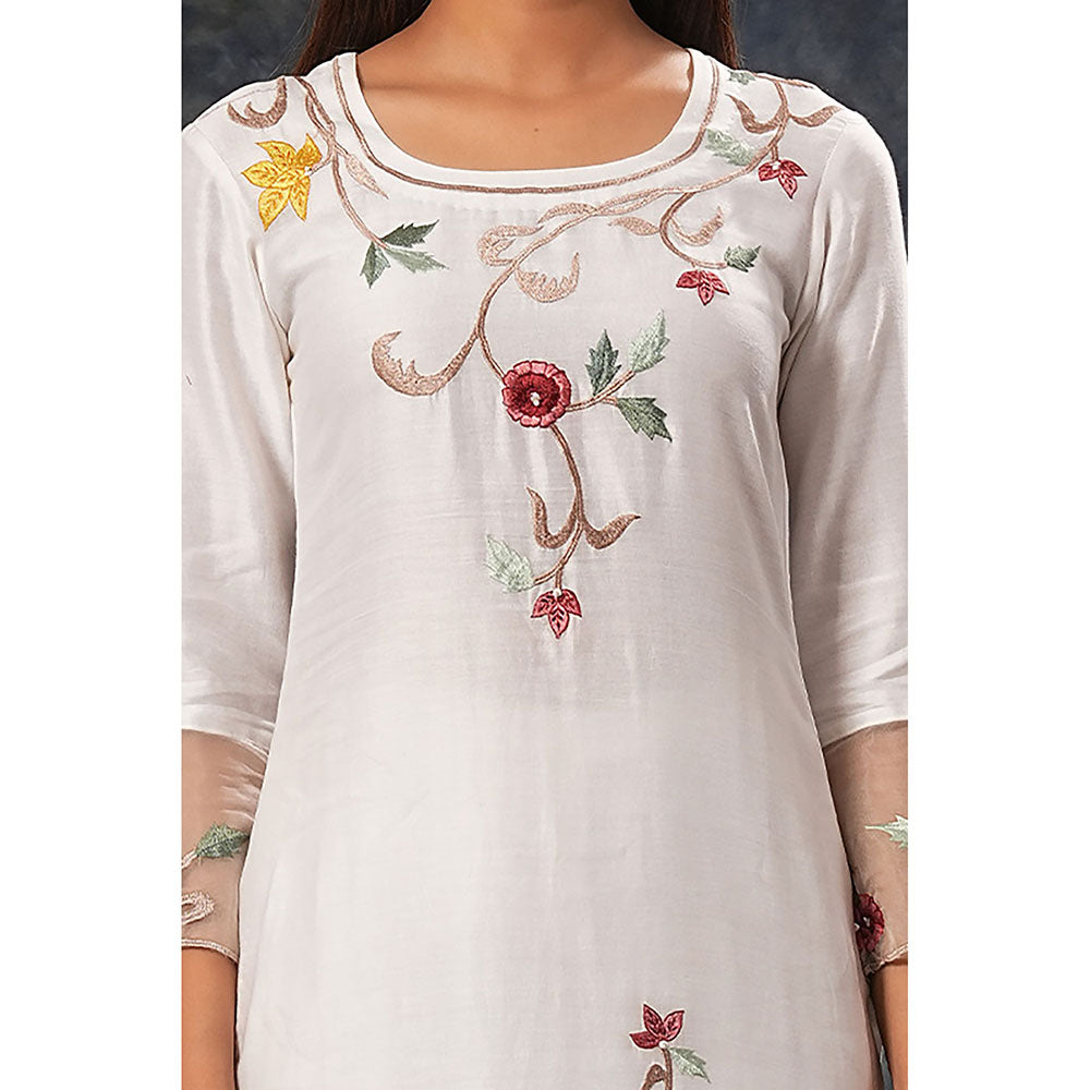 Saatvikei Sarla - Ivory Kurta with Palazzo and Dupatta (Set of 3)