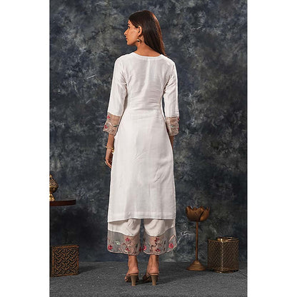 Saatvikei Sarla - Ivory Kurta with Palazzo and Dupatta (Set of 3)