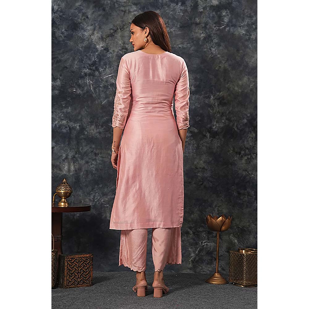 Saatvikei Nandini - Pink Kurta with Palazzo and Dupatta (Set of 3)