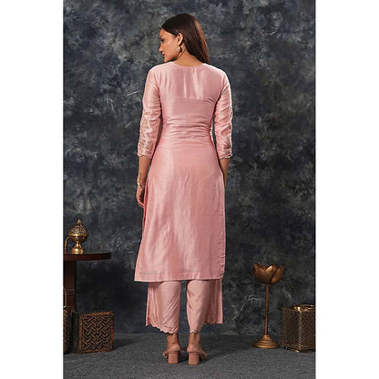 Saatvikei Nandini - Pink Kurta with Palazzo and Dupatta (Set of 3)