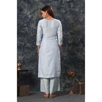 Saatvikei Nandini - Sky Blue Kurta with Palazzo and Dupatta (Set of 3)