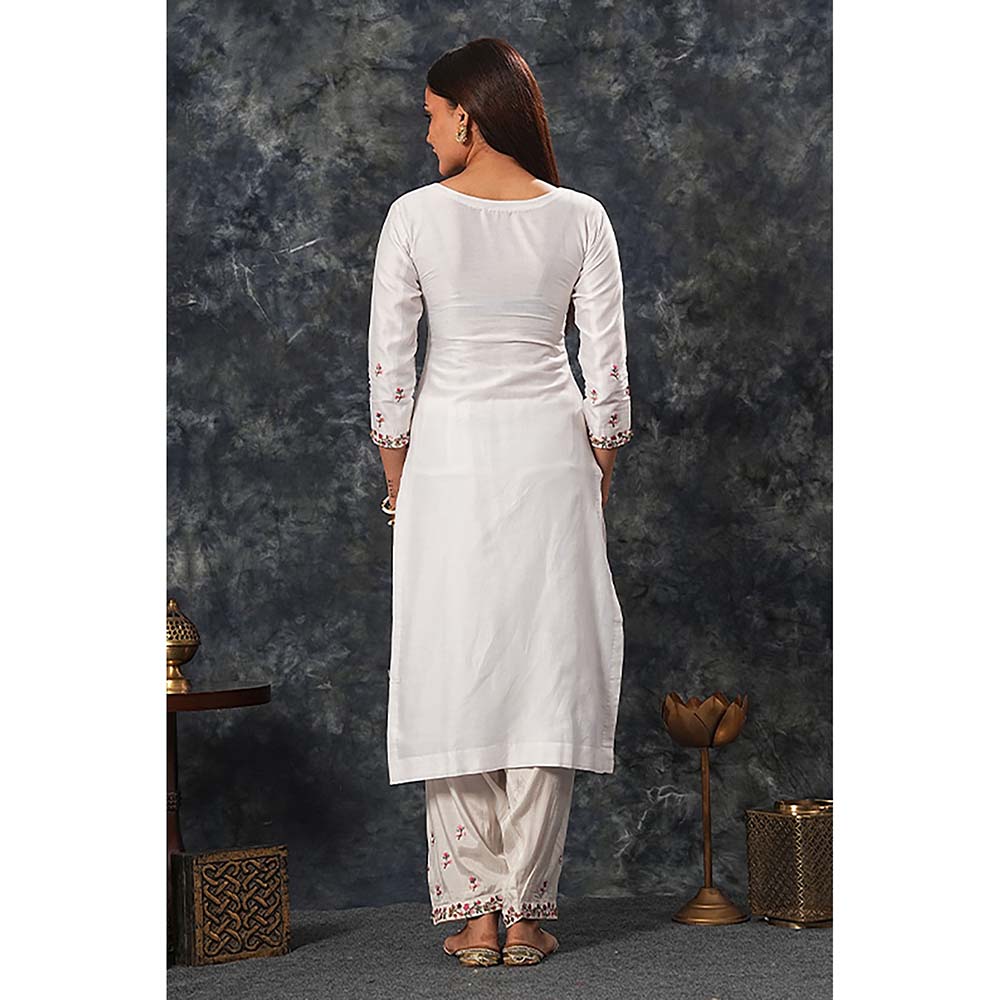 Saatvikei Saumya - Ivory Kurta with Palazzo and Dupatta (Set of 3)