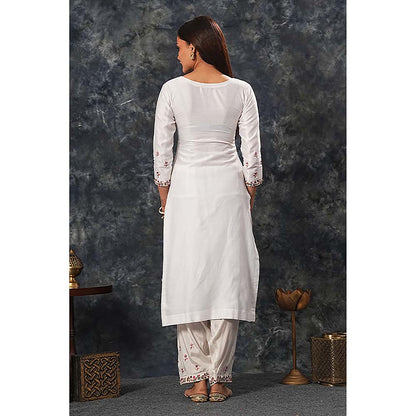 Saatvikei Saumya - Ivory Kurta with Palazzo and Dupatta (Set of 3)