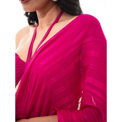 Sacred Weaves Dark Pink Saree with Unstitched Blouse
