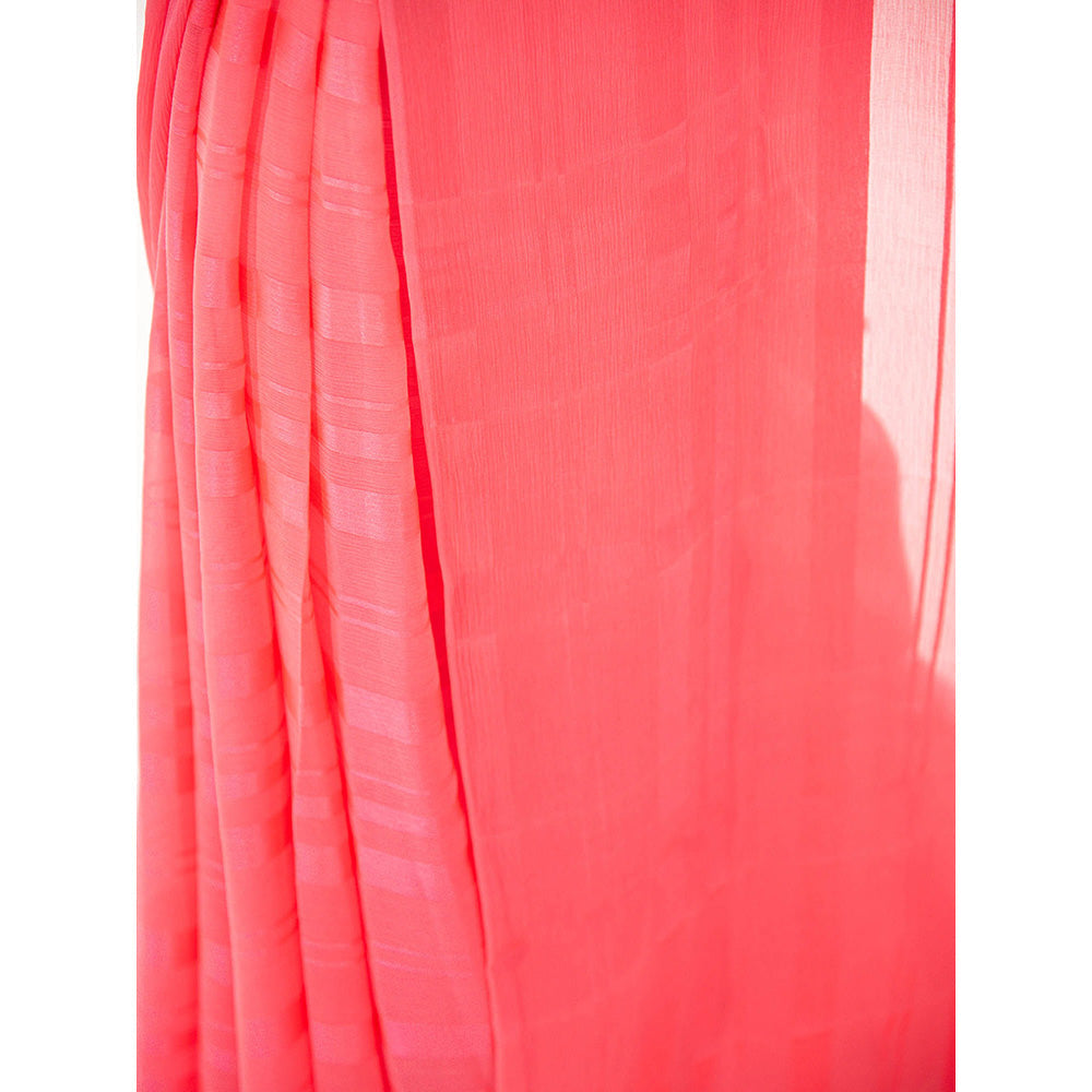 Sacred Weaves Pink Saree with Unstitched Blouse
