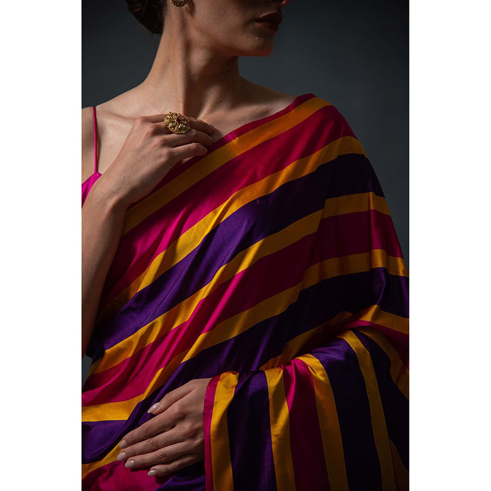 Sacred Weaves Konia Satin Silk Handloom Banarasi Saree Without Blouse