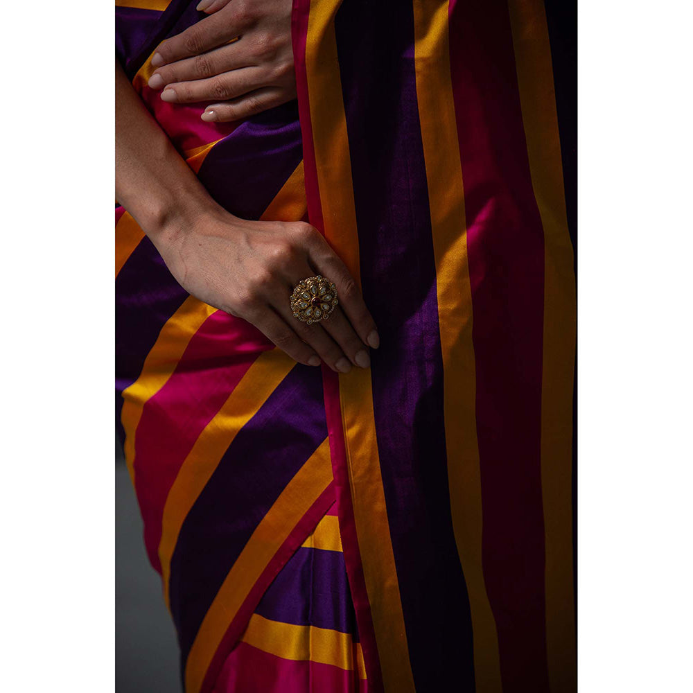 Sacred Weaves Konia Satin Silk Handloom Banarasi Saree Without Blouse