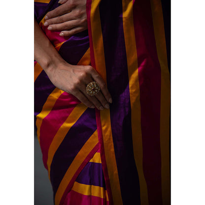 Sacred Weaves Konia Satin Silk Handloom Banarasi Saree Without Blouse