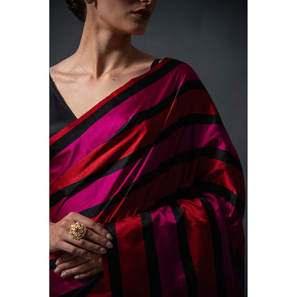 Sacred Weaves Konia Satin Silk Handloom Banarasi Saree Without Blouse