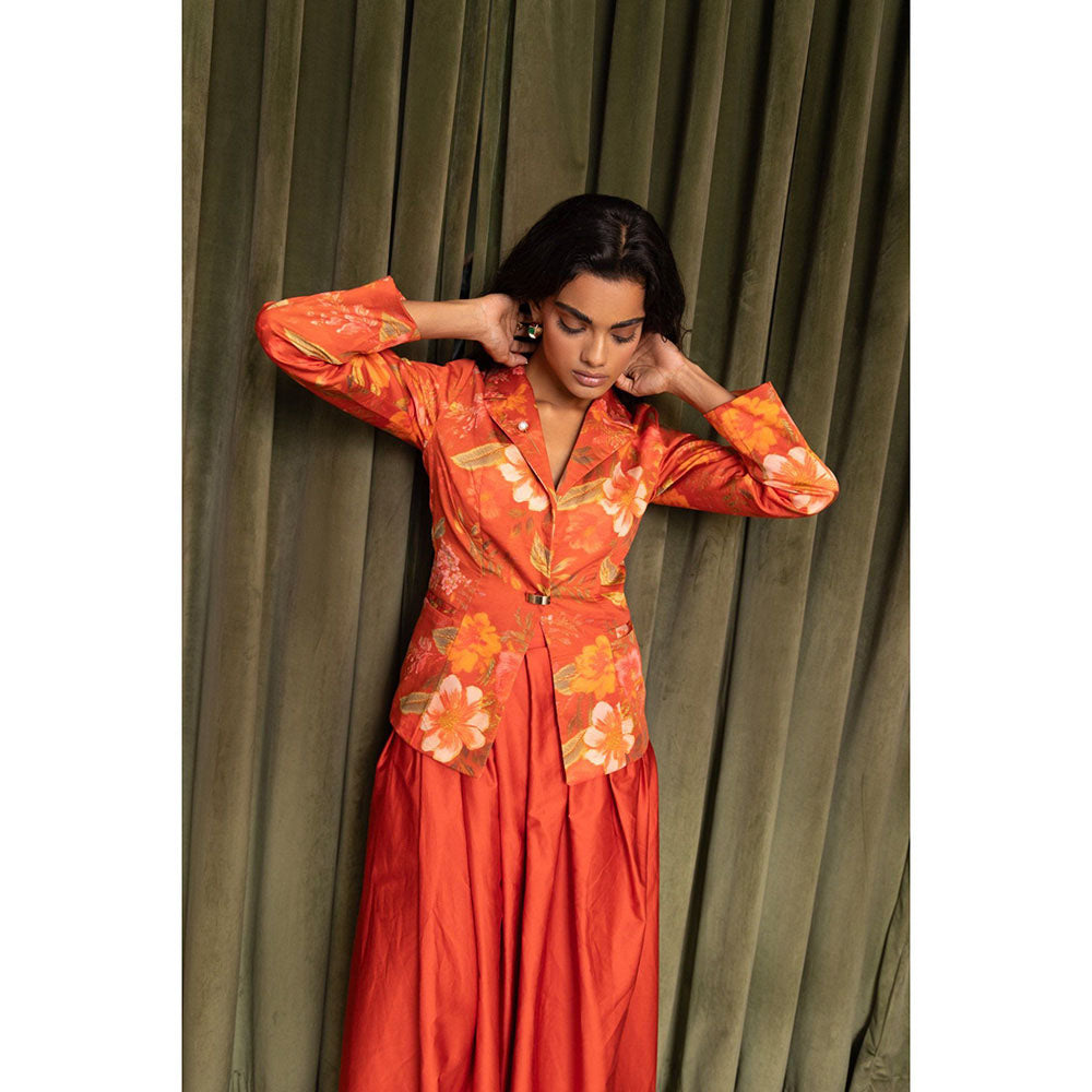 Sage By Mala Autumn Orange Blazer with Skirt (Set of 2)